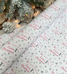 Baby's 1st Christmas Pink Stars Personalised Wrapping Paper