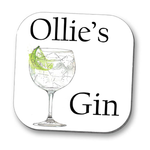 Personalised Gin With Lime Drinks Coaster Glossy Finish Coaster